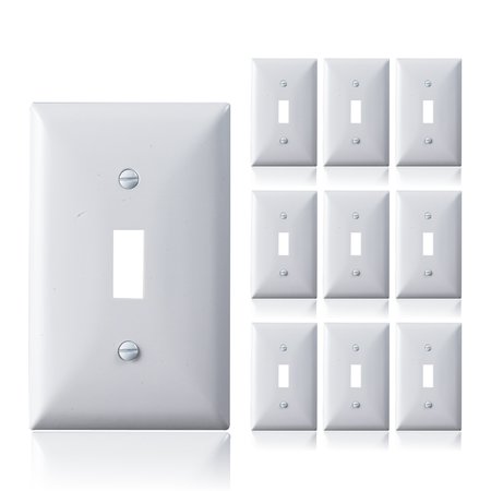 FAITH Standard Size 4.53in X 2.76in Polycarbonate Thermo Plastic Light Switch Plates, 1-Gang, White, 10PK TWP1-WH-10